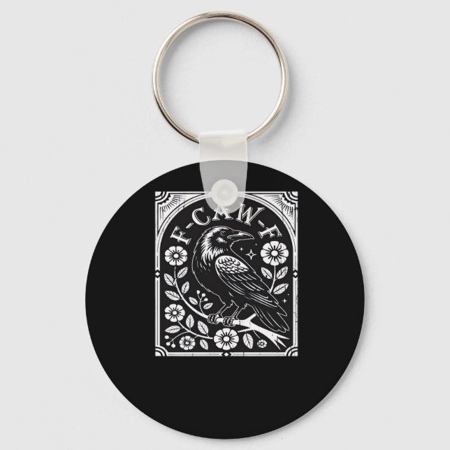 F-Caw-F Crow Aesthetic Casual Key Ring (Front)