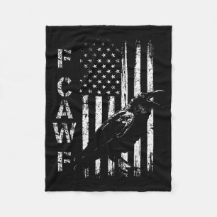 F Caw F Crow American Flag F-caw-f Nge Bird Cawing Fleece Blanket