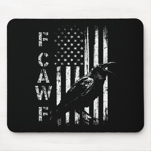 F Caw F Crow American Flag F-caw-f Nge Bird Cawing Mouse Mat (Front)