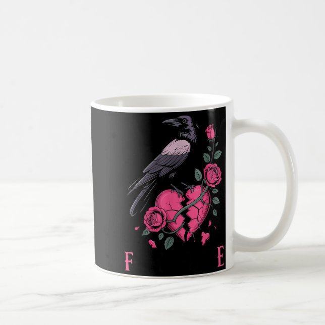 F Caw F Crow Anti Valentine's Day Dark Gothic Brok Coffee Mug (Right)