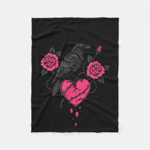 F Caw F Crow Anti Valentine's Day Dark Gothic Brok Fleece Blanket
