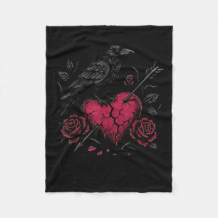 F Caw F Crow Anti Valentine's Day Dark Gothic Brok Fleece Blanket