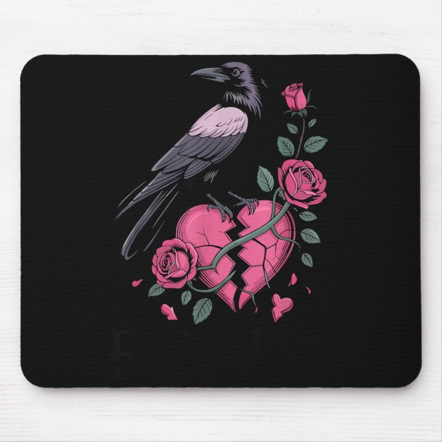 F Caw F Crow Anti Valentine's Day Dark Gothic Brok Mouse Mat (Front)