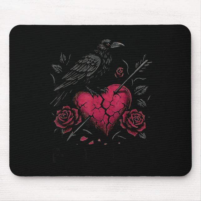 F Caw F Crow Anti Valentine's Day Dark Gothic Brok Mouse Mat (Front)