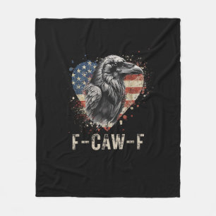 F-Caw-F Crow Bird Heart USA Flag Vintage Fleece Blanket