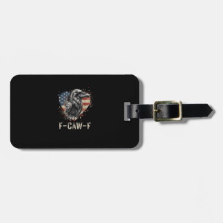 F-Caw-F Crow Bird Heart USA Flag Vintage Luggage Tag