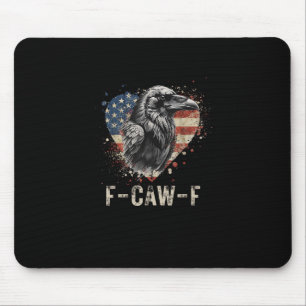F-Caw-F Crow Bird Heart USA Flag Vintage Mouse Mat