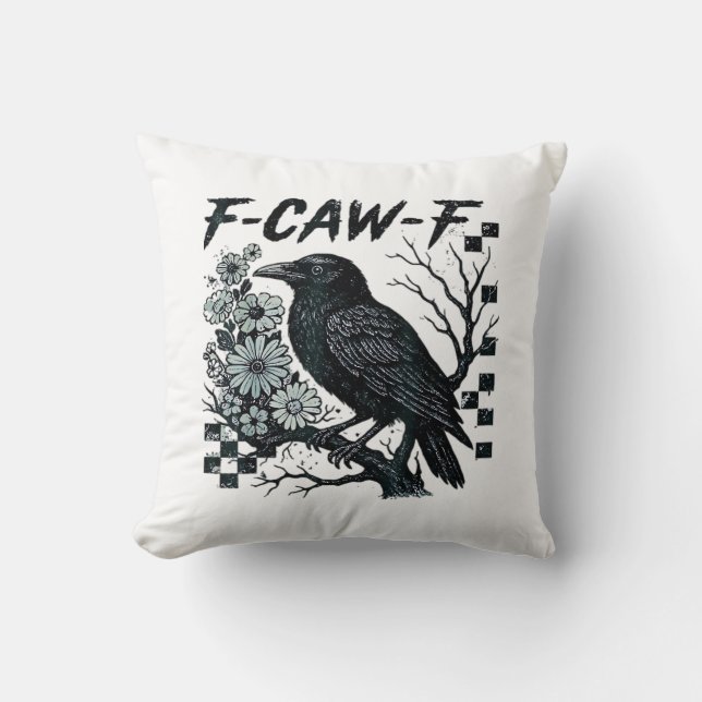 F-Caw-F Crow Bird Retro Classic Cushion (Front)