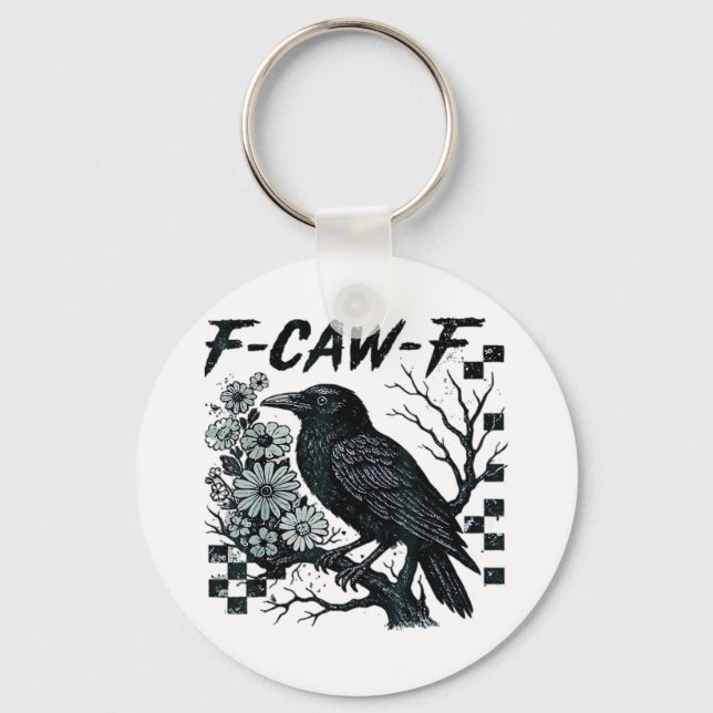 F-Caw-F Crow Bird Retro Classic Key Ring (Front)