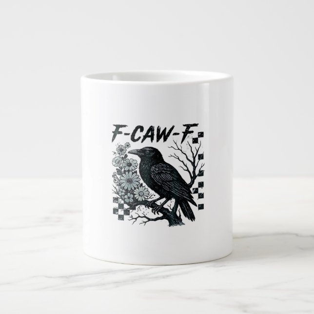 F-Caw-F Crow Bird Retro Classic Large Coffee Mug (Front)