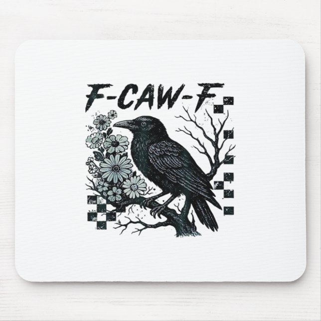 F-Caw-F Crow Bird Retro Classic Mouse Mat (Front)