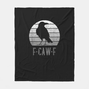 F-Caw-F Crow Bird Retro Moon Vintage F-Caw-F Fleece Blanket