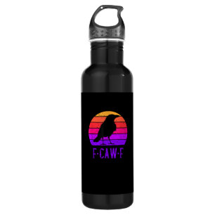 F-Caw-F Crow Bird Retro Sunset Vintage F-Caw-F 710 Ml Water Bottle