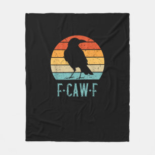 F-Caw-F Crow Bird Retro Sunset Vintage F-Caw-F Fleece Blanket