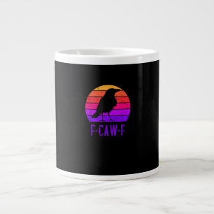 F-Caw-F Crow Bird Retro Sunset Vintage F-Caw-F Large Coffee Mug