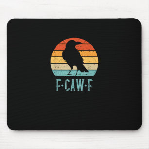 F-Caw-F Crow Bird Retro Sunset Vintage F-Caw-F Mouse Mat