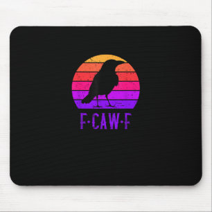 F-Caw-F Crow Bird Retro Sunset Vintage F-Caw-F Mouse Mat