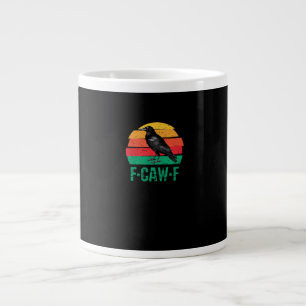 F-Caw-F Crow Bird Retro Sunset Vintage F-Caw-F Tri Large Coffee Mug