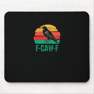 F-Caw-F Crow Bird Retro Sunset Vintage F-Caw-F Tri Mouse Mat