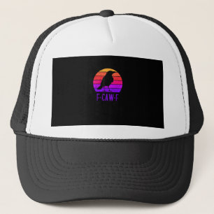 F-Caw-F Crow Bird Retro Sunset Vintage F-Caw-F Trucker Hat
