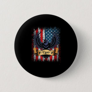 F-Caw-F Crow Bird Retro USA Flag Vintage F-Caw-F 6 Cm Round Badge