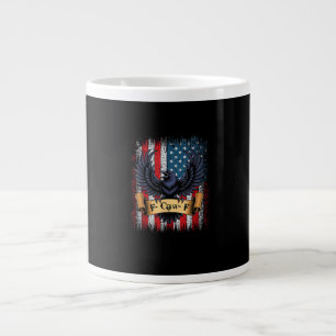 F-Caw-F Crow Bird Retro USA Flag Vintage F-Caw-F Large Coffee Mug