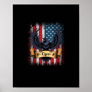 F-Caw-F Crow Bird Retro USA Flag Vintage F-Caw-F Poster