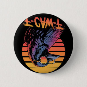 F-caw-f Crow Black Bird Vintage Gothic Adult Humou 6 Cm Round Badge