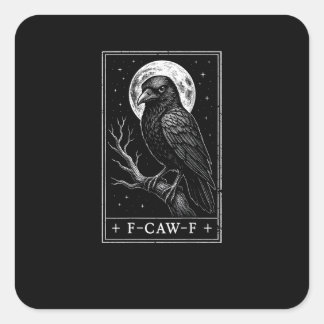 F-Caw-F Crow Card Funny Halloween Vintage Back Square Sticker