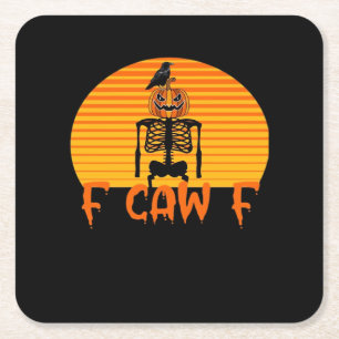 F-Caw-F Crow Classic Aesthetic Casual Square Paper Coaster