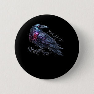 F-Caw-F Crow Classic Retro Style 6 Cm Round Badge