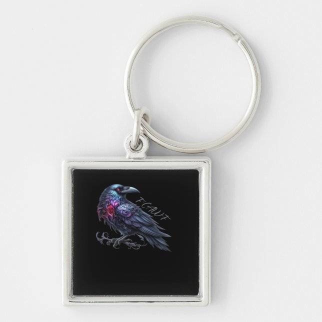 F-Caw-F Crow Classic Retro Style Key Ring (Front)