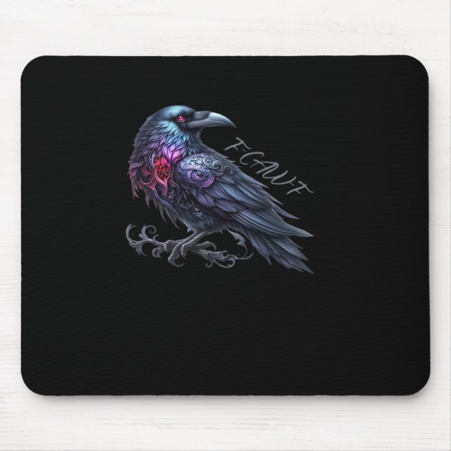 F-Caw-F Crow Classic Retro Style Mouse Mat (Front)