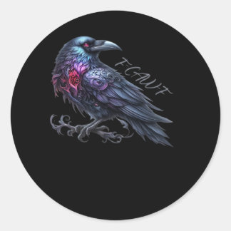 F-Caw-F Crow Classic Retro Style Round Sticker