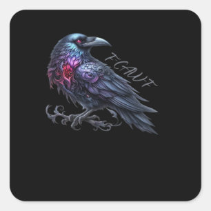 F-Caw-F Crow Classic Retro Style Square Sticker