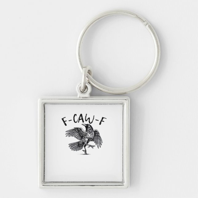 F-Caw-F Crow Essential Retro Classic Key Ring (Front)