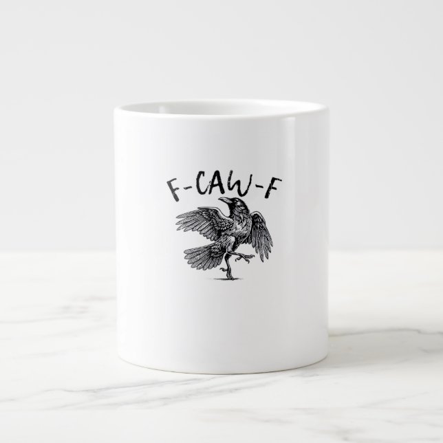 F-Caw-F Crow Essential Retro Classic Large Coffee Mug (Front)