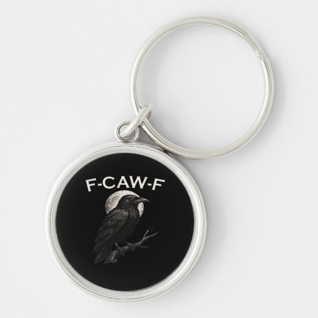 F-Caw-F Crow Funny Crow F-Caw-F Gear Minimal Clean Key Ring (Front)