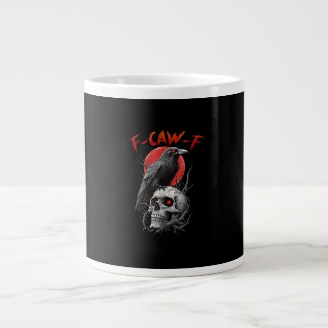 F-Caw-F Crow Funny F-Caw-F Aesthetic Design Large Coffee Mug (Front)