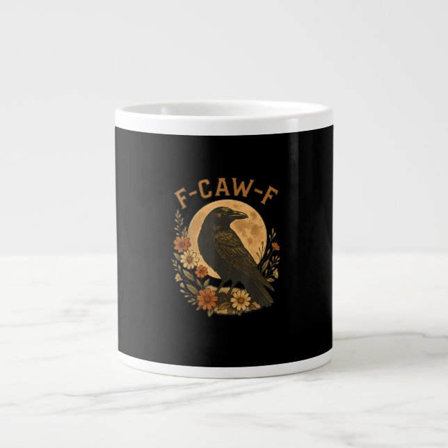 F-Caw-F Crow Funny Gothic Bird Adult Humour Graphi Large Coffee Mug (Front)