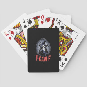 F-Caw-F Crow Funny Gothic Moon Bird Halloween Crea Playing Cards