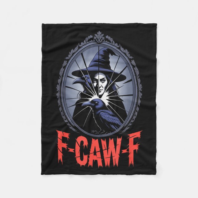 F-caw-f Crow Funny Gothic Moon Black Bird Hallowee Fleece Blanket (Front)