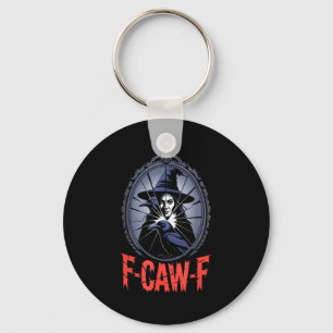 F-caw-f Crow Funny Gothic Moon Black Bird Hallowee Key Ring