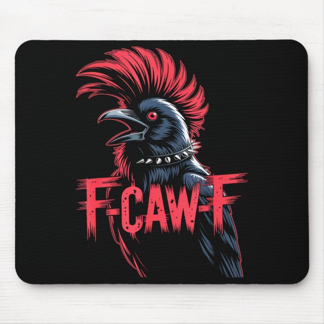 F-caw-f Crow Funny Gothic Moon Black Bird Hallowee Mouse Mat (Front)