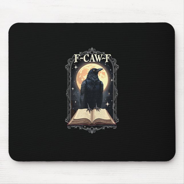 F-Caw-F Crow Funny Halloween Raven Moon Mouse Mat (Front)