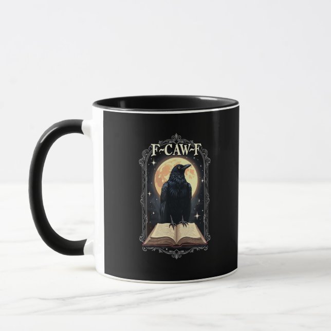 F-Caw-F Crow Funny Halloween Raven Moon Mug (Left)