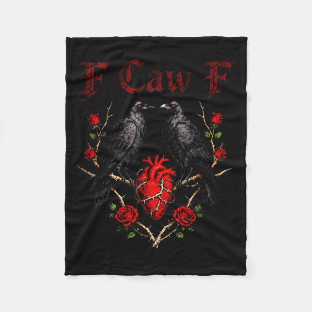 F Caw F Crow Heart Funny Anti Valentine Day Single Fleece Blanket (Front)