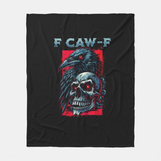 F-Caw-F Crow Humorous Graphic Fleece Blanket (Front)