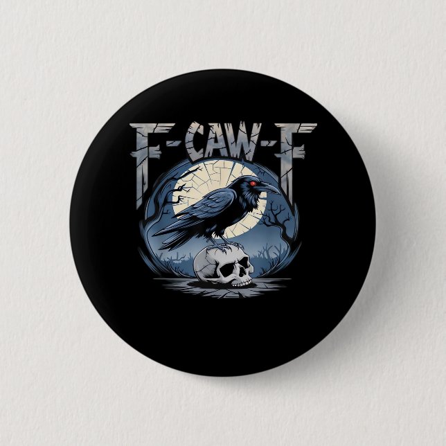 F-Caw-F Crow Moonlit Raven Classic 6 Cm Round Badge (Front)