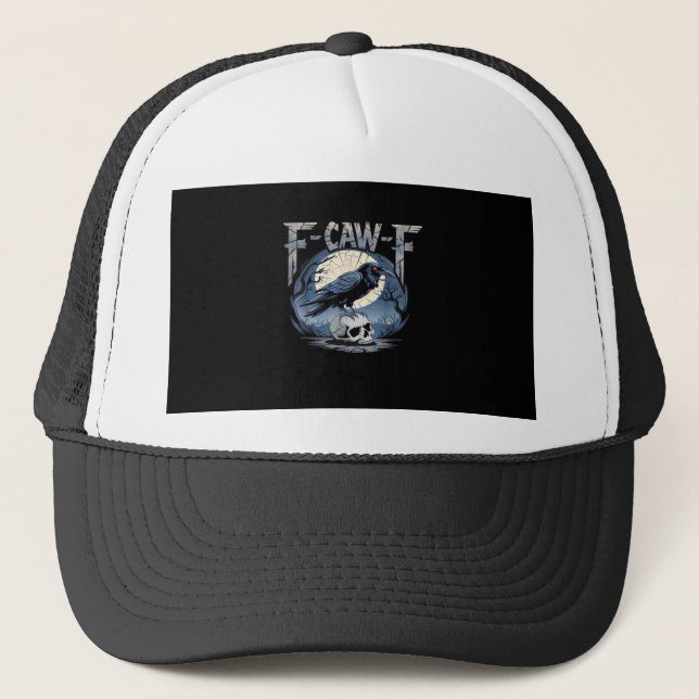 F-Caw-F Crow Moonlit Raven Classic Trucker Hat (Front)